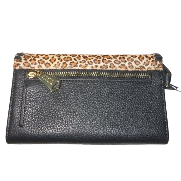Aimee Kestenberg Spello Black Leopard Leather Calf Hair Wallet Wristlet NWT - Picture 4 of 7